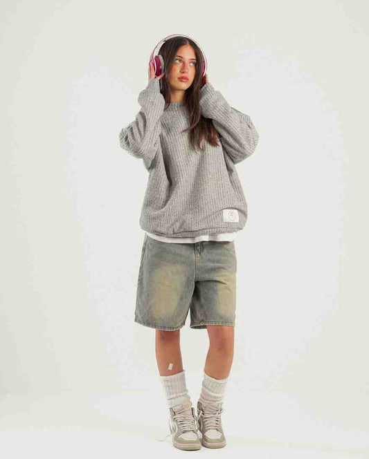 Grey Duo-Label Crewneck